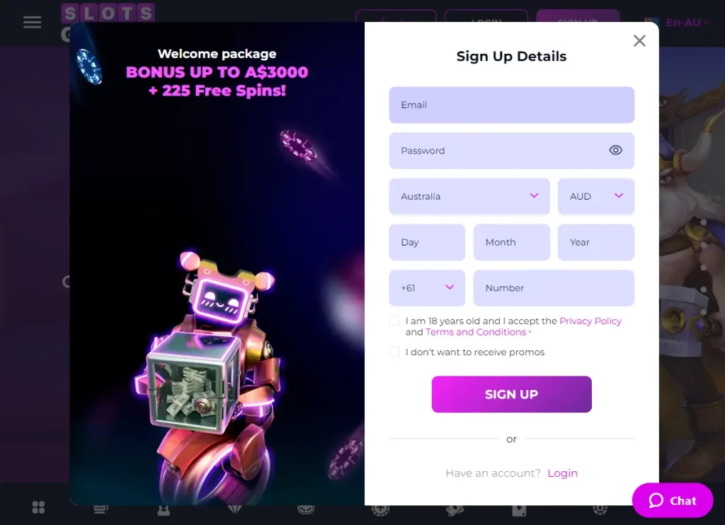 Slots Gallery Sign Up