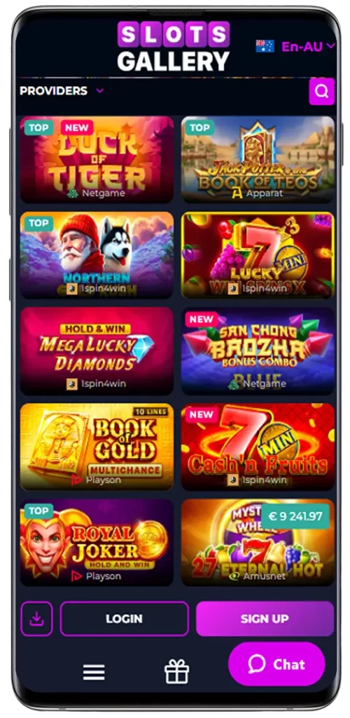 SlotsGallery Casino Jackpot Games on Mobile