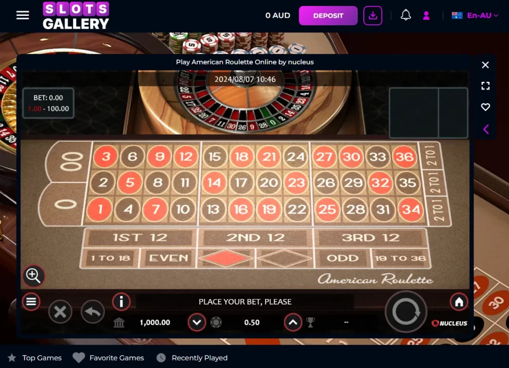 American Roulette at SlotsGallery Live Casino